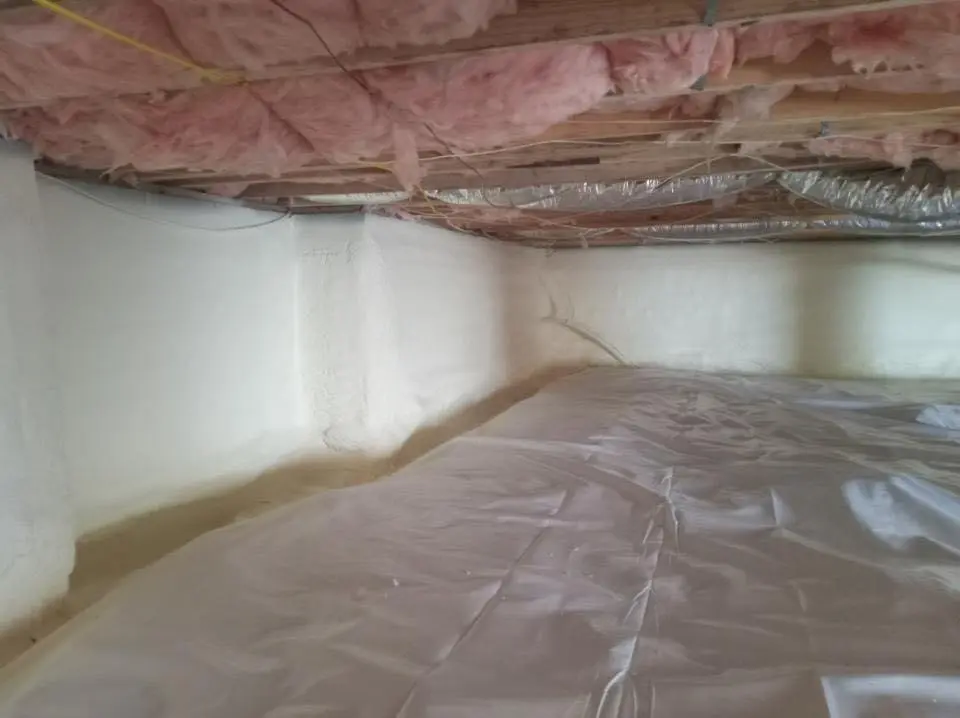 Crawl space encapsulation with closed-cell spray foam for Storm Damage Roof Repair in Georgetown